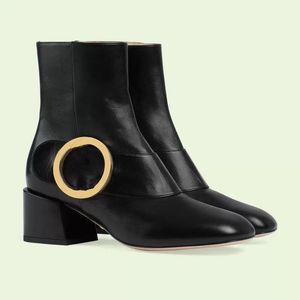 2022 New Blondie Women's Onkle Boots Women Shoes TP Fashion Zip 22SS Round Round Roundlocking Deplocking Mid 5.5cm 34-42cm