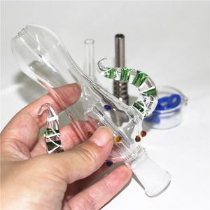 Kit de bongo de mini néctar de narguilé com 14 mm 19mm gr2 titânio unhas mini tubo de tubo de vidro Dab pades de palha