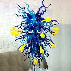 Lampy wisiorki Lampy LED LED w stylu Chihuly Niebieskie i żółte kolory dmuchane szklane łańcuch żyrandol światła i oświetlenie