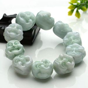 Fili di perline Burma Jade Bean Color Laughing Buddha Head Bead Bracciale per uomo e donna Lars22