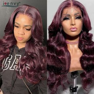 Lace Wigs Colored Burgundy Front Wig Body Wave Pre Plucked Brazilian Curly 99J Transparent Frontal Human Hair Red Remy Tobi22