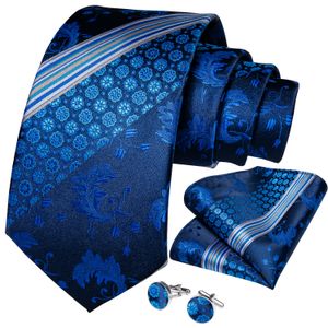 Classic Mens Ties 8cm Blue Plaid Dot Striped Business Necktie Handkerchief Wedding Party Tie Set