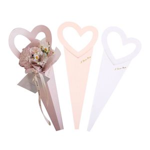 Bouquet romantico Scatole a cuore Confezione regalo Love Rose Flower Box Cartone per le donne Imballaggio dolce Singolo mazzo Decora i regali di San Valentino senza fiori