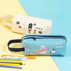 Learning Toys Kawaii Pencil Case Double Zipper Pencil Bags Large Capacity School Supplies Portable Trousse Stationery Cute School Pencil Cases T220829