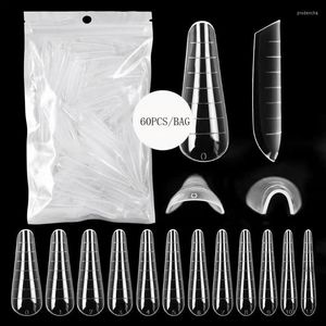 False Nails 60pcs Nail Dual Form Tips Extension For Poly Full Gel System UV Acrylic DIY Upper Forms Mold Decoration Prud22