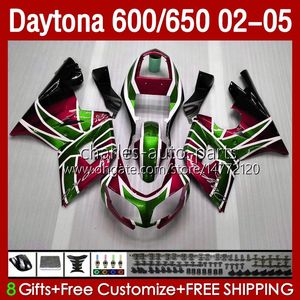 Green Red Motocicleta Bodys para Daytona600 Daytona650 02-05 Bodywork 132No.47 Cowling Daytona 650 600 CC 02 03 04 05 Daytona 600 2002 2003 2005 ABS Fairing Kit
