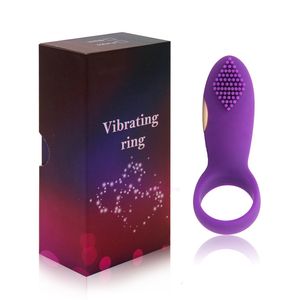 Vibrator Massager Penis Cock Adult Sex Products Men's Delayed Sperm Locking Ring Silicone Charging Vibration Training Wearing Massage Stick 9C4Z