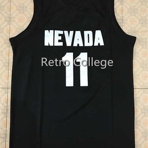 SJZL98メンズツインズ＃11 Cody Martin＃10 Caleb Martin Nevada Wolfpack College Basketball Jerseys Throwbackホワイトネイビーステッチ刺繍スポーツシャツ