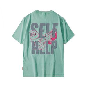 Herren T-Shirts Streetwear Hip Hop Reflektierender Druck Brief Selbsthilfe Kreatives T-Shirt Herren Sommer Kurzarm T-Shirt Harajuku Mode Cyan