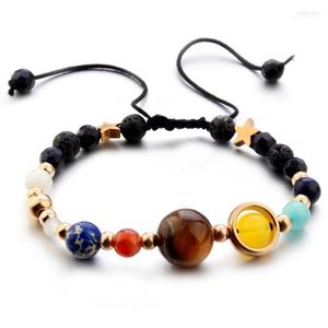 Mulheres Bracelet Galaxy Solar System Oito Planetas Tema Natural Stone Moda de Misos para Men Joias Presentes Famale Link Cadeia Inte22