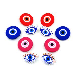 50 st/set Evil Eyes Pattern anime croc charm 2d mjuk pvc sko spännen tillbehör coola sko charms dekorationer passar män kvinnor trädgård skor barn armband