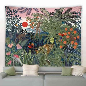 Tapestry Tropical Rainforest Carpet Wall Hanging Family Bedroom Decor Polyester