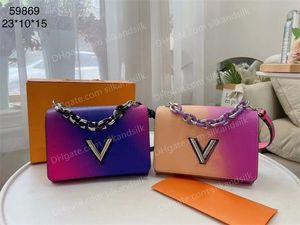 Designer Handbags Underarm Bags Luxury One Shoulder Bag Silver Large Chain Gradient Color Purse Purple Pink PU Leather Clutch Big LOGO Women s Wallets