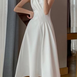 Women s Summer Elegant Casual Midi White Dress Sleeveless A Line Vintage Party Black Vestidos Female Fashion Outwear Sundress 220613