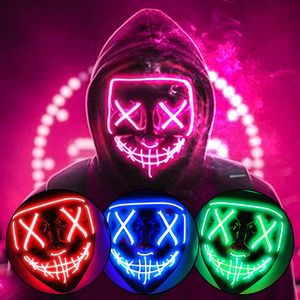 Halloween Luminous Neon Mask LED Mask Masque Masquerade Party Mask Glow in the Dark Purge Masker Cosplay Costume Supplies