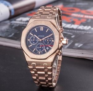 KI All Dials Working Automatic Date Men Watches Luxury Fashion Mens Full Steel Band Quartz Movement Clock Gold Silver Leisure Wrist Watch