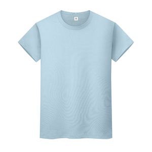 Fashion-New girocollo tinta unita T-shirt estiva in cotone camicia a maniche corte da uomo e da donna a mezza manica