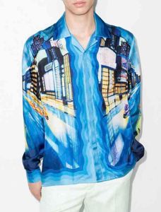 10A High Quality Casablanca 22ss Tokyo Nights Real Night Motorcycle Long Sleeve Shirt Designer Button Up Shirts