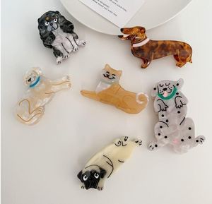 Acetate Cute Animal Clip Bulldog Dog Cat Hair Claw Clips Hairpin Frisör för Women Girl Head Accessories Gifts 721