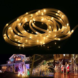 Sznurki Outdoor Solar Rope Lights 5/10/20M LED Tube String Wodoodporny bajki świąteczne przyjęcie świąteczne ogrodowe ramy oświetleniowe