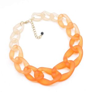 Manufacturer short chunky twist dye orange transparent rin women cuban chain necklace