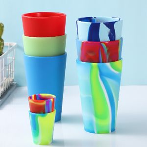 Silikon kopp resor mugg icke-broken tumbler 12oz/350 ml 16oz/480 ml återanvändbar bärbar glas BPA-fri