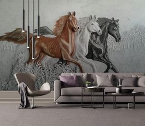 Hohe Qualität 3D Wallpaper Relief Pferd Stereoskopische Wanddekorationen Wohnzimmer Schlafzimmer HD Druck Fototapete TV Kulisse Wand Decaration Aufkleber