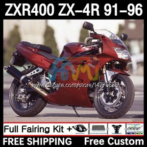 Zestaw całego ciała dla Kawasaki Ninja ZXR 400 CC ZX-4R ZXR400 91 92 93 94 95 96 Cowling 12DH.33 ZX4R 400CC ZX 4R ZXR-400 1991 1992 1993 1994 1995 1996 ABS ABS Fairing Wine Czerwony