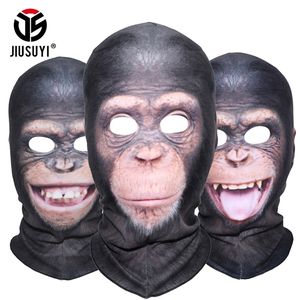 3D Hayvan Orangutan Şempanze Vahşi Komik Balaclava Beanies Termal Yün Polar Kış Sıcak Tam Yüz Maske Kapak Kapağı 220812