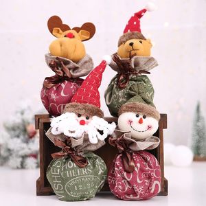 Christmas Decorations Candy Holder Bag Drawstring Cartoon Plush Toilet Roll Paper Cover Decor Festival Snack Gift Storage Organizer B1Christ