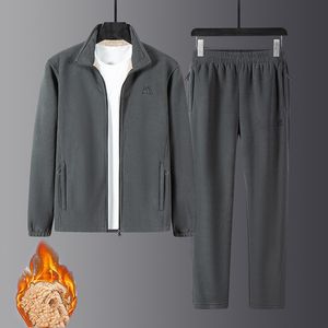 Runki męskie Zestaw zimowego kaszmiru dla mężczyzn grube ciepłe 2 sztuki kurtki aksamitne garnitur męskie odzież 201204