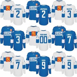 CEOMITNESS 2016 Puchar Świata w Hockey Finland Drużyna Jersey 2 Jyrki Jokipakka 3 Olli Maatta 7 ESA Lindell 9 Mikko Koivu Custom Hockey Jerseys