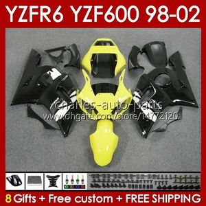 Zestaw ciała dla Yamaha YZF R6 R 6 98-02 YZFR6 98 99 00 01 02 Bodywork 145NO.81 YZF 600 cm3 YZF-600 Ramka YZF-R6 YZF600 600CC 1998 1999 2000 2001 2002 ABS Fairings Yellow Stok