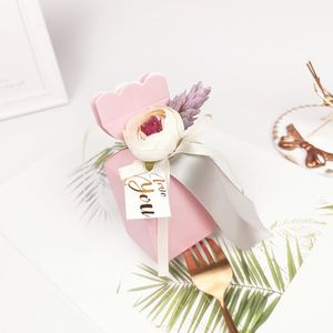 Opakowanie prezentów 25pcs/działka w kształcie wazonu różowe cukierki romantyczne kwiecisty papierowy papier