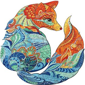 Fox Shape DIY Wooden Puzzle For Adults Children Wooden Puzzles Animal Gift Wooden Jigsaw Puzzle for Kids Toys285S