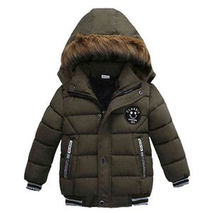 Jacket For Boy Labeling Letter Printing Thick Coat Winter Plus Velvet Keep Warm 2-8 Year Old Baby quality Child Clothes J220718