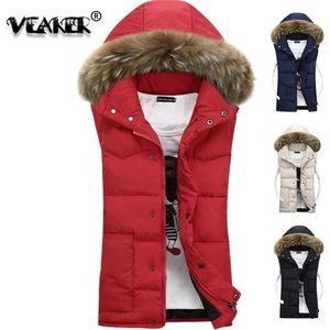 Giacche da uomo Gilet senza maniche Cappotto invernale casual Cappotto con collo in pelliccia Gilet spesso caldo da uomo Gilet con cappuccio Slim Fit S-5XL 201128