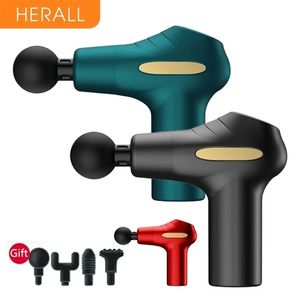 Herall Portable Massage Gun LCD Display Percussion Massager för nackkropp Deep Tissue Muscle Relaxation Pain Relief Fitness 220630