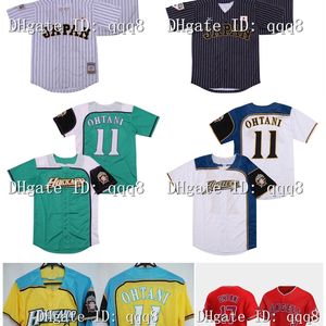 NA85 Top Quality 1 Japan Samurai 16 Shohei Ohtani Jersey Schwarzer weißer Streifen Pinstreifen Hokkaido Nippon Ham Fighters Jersey Film Stitched