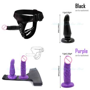 Nxy Dildos Soft Lesbian Strapon Harness Double Dildo Silicone Strap on Cock Realistic Penis Adult Sex Toys for Woman Intimate Products 220420