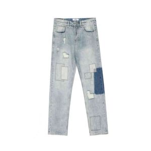 2021 KPOP Otwór Zerwany Patch Plaste Men Slim Ołówek Dżinsy Spodnie Zakażone Koreańskie Dwasowe Kobiety Vintage Denim Pants Ropa Hombre T220803