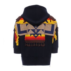 Twotwinstyle geometriska broderier Kvinnors tröja långärmad Tassel Patchwork Side Zipper Hoodie Kvinnlig Autumn 201202