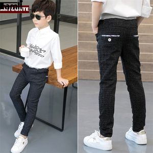 Pants for Boys Casual Trousers Boy Plaid School Pants Elastic Waist Children Full Length Trousers Fashion Big Boys Leggings LJ201127