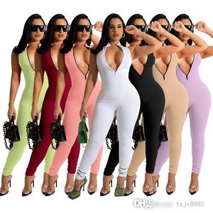 2022 Jumpsuits de Verão para mulheres Bodysuit Designer Clothing Sexy sem mangas onesies Workout Bodycon Senhoras Skinny Macacão