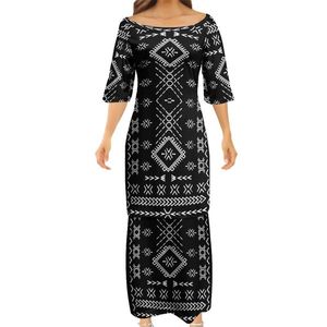 Çalışma Elbiseleri Moda Büyüleyici Kadınlar Zarif Kulüp Bodycon Samoan Puletasi Polinezya 2 Set