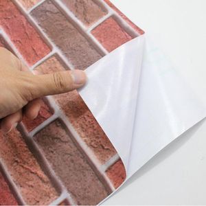 Wallpapers Red Stone Brick Wallpaper 3d Waterproof Oilproof Wall Sticker Self Adhesive Home Decor Living Room Bedroom Study Elder