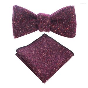 Bow Ties Gusleson Wool Self Tie and näsduk Set Mens Quality Cashmere Bowtie Hanky ​​Pocket Square Suit Wedding Party Fred22