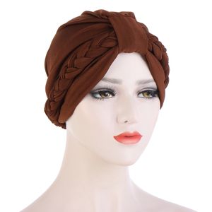 2022 tranças torcidas tranças muçulmana hijab tampa de cor sólida mulher mulher islâmica lenço de cabelo esticado de cabelo chapéu de toupeiro chapéus de cabeça