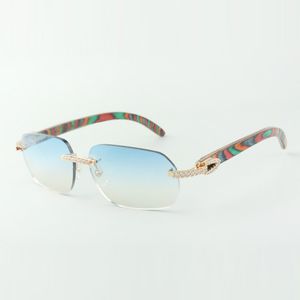 Direct sales medium diamond sunglasses 3524024 with peacock wooden temples designer glasses, size: 18-135 mm