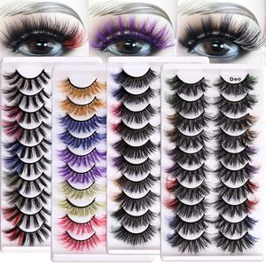 New Arrival 10 Pairs Color Thick False Eyelashes Set Soft & Vivid Curly Hand Made Multilayer Mink Fake Lashes Messy Crisscross Eyelash Extensions Eyes Makeup
